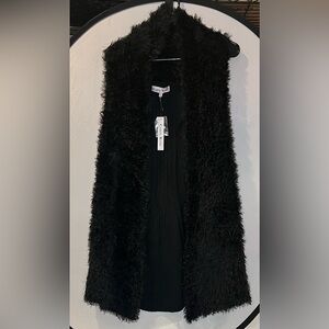 Carol Rose Elegant Black Fuzzy Cardigan